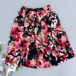 LE LIS vintage watercolor roses soft stretchy skirt, S.